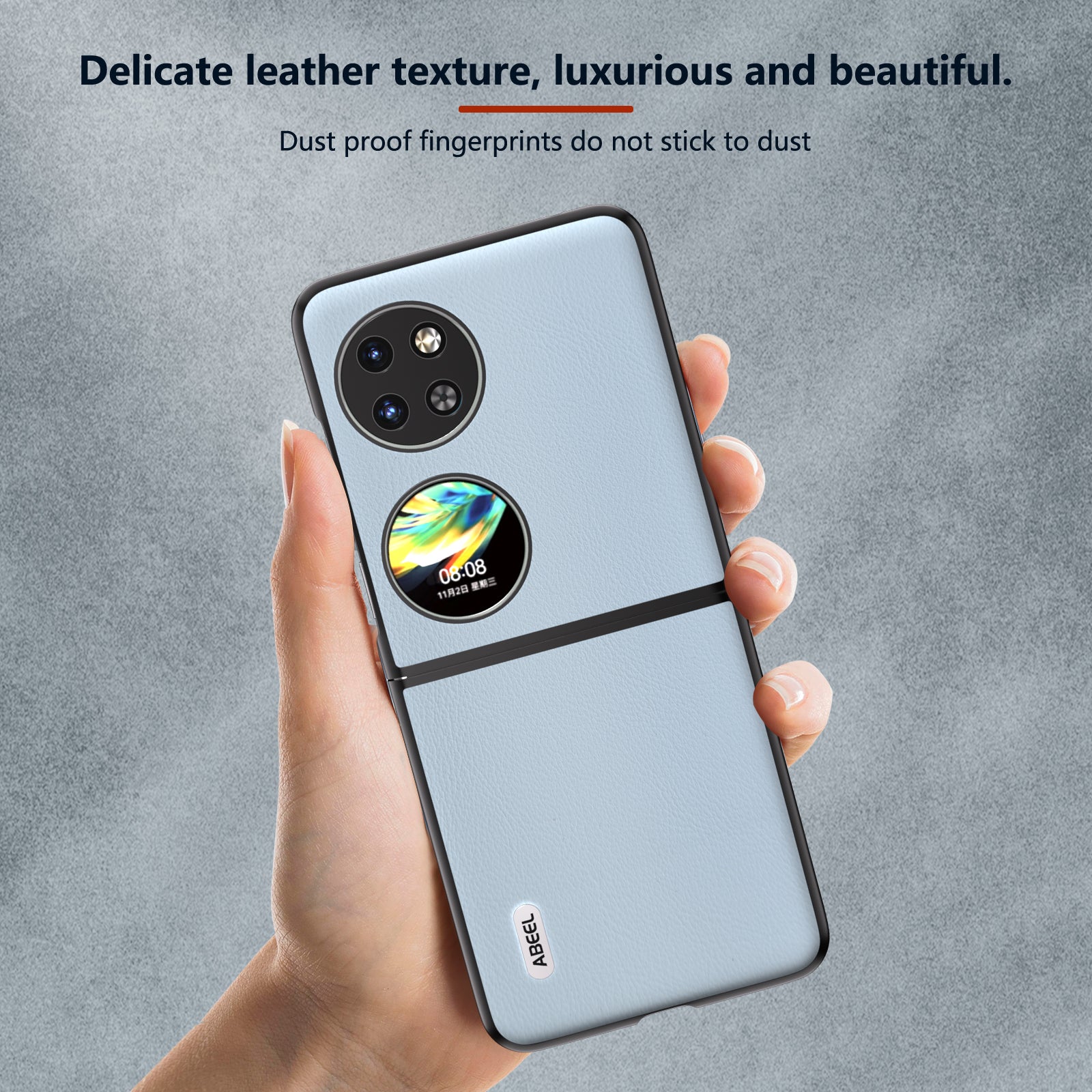 ABEEL For Huawei Pocket 2 Phone Case Ecological Texture Leather+Hard PC Protective Cover - Baby Blue ABEEL For Huawei Pocket 2 Phone Case Ecological Texture Leather+Hard PC Protective Cover - Baby Blue